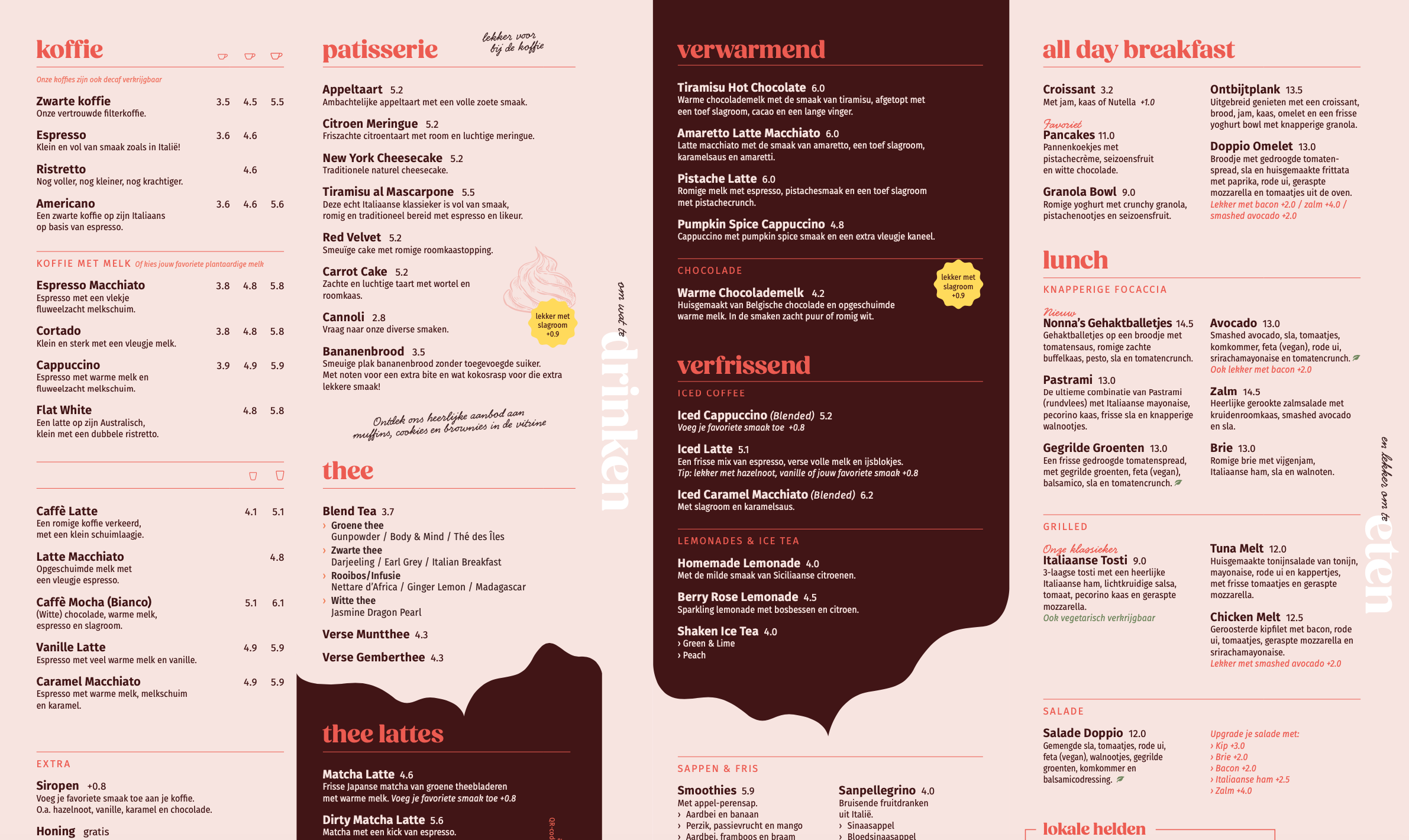 Oude menukaart die lastig leesbaar is op mobiel